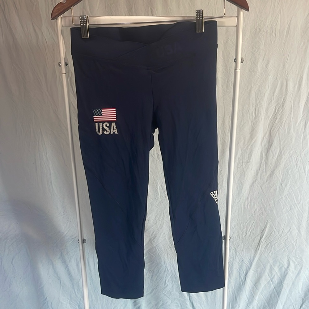 Blue adidas crossover leggings